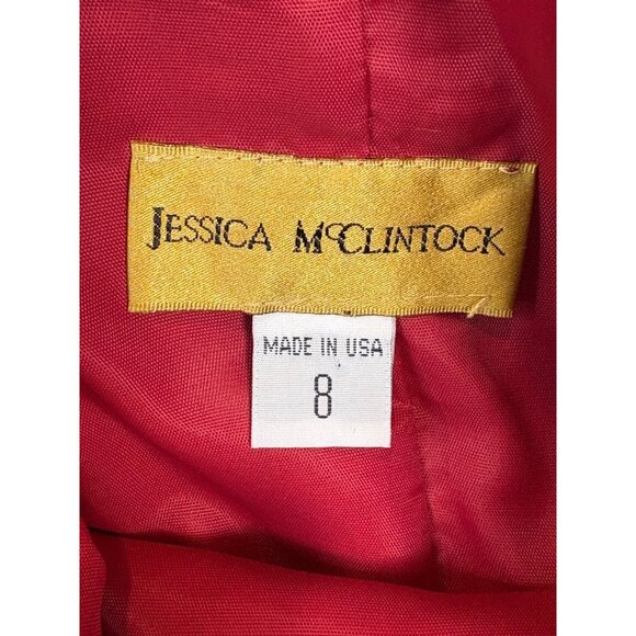 Jessica McClintock Red Strapless Gown & Shawl Lace Satin Size 8 Glam Formal - Picture 4 of 16
